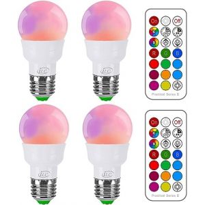 iLC Ampoule Led Couleur Edison Changement de couleur Ampoule 5W E27 RGBW LED Ampoules - RGB 12 choix de couleur - IR Télécommande (Lot de 4) (FireLion Direct, neuf)