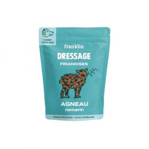 FRANKLIN – Friandises pour Chien Dressage – Spéciales Éducation – Riche en Agneau – sans Céréales – Peu Calorique – Fermeture Intégrée – Sachet Recyclable - 150 g (Franklin Pet Food, neuf)