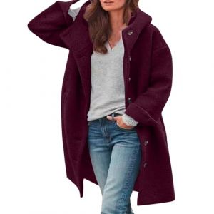Oyuchga Trench Coat Manteau long en laine pour femme avec capuche &Eacute;l&eacute;gant Couleur unie Veste de transition Manteau d'hiver Confortable Chaud Matelass&eacute; (heyejiaxin, neuf)