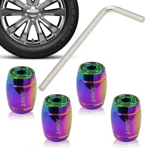 Cimown 4 Pièces Antivol Bouchons ​de Valve Bouchon,Capuchon de Valve Auto,Capuchon de Valve Capuchon de Valve Universel de Rechange pour Voitures, VUS, Camions, Motos (Noir) (Coloré) (CIMOWN, neuf)