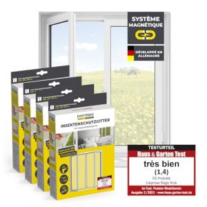 EASYmaxx Moustiquaire de fenêtre avec Fixation magnétique innovante | Moustiquaire jusqu'à 130x150 cm découpable Individuellement, Pas de perçage ni de vissage | Fixation avec 12 aimants [4 Pièces] (DS e-Sales GmbH, neuf)