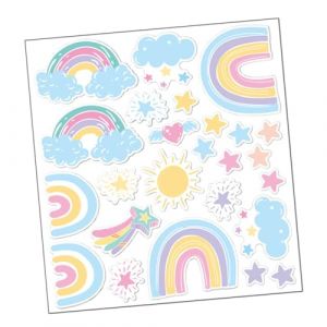 GALPADA Stickers Muraux Arc-ciel Autocollants Amovibles et Étanches pour Chambre Garçon Fille et Pépinière Décoration Murale Colorée et Facile à Appliquer (Martin Peng, neuf)