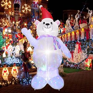 EBANKU 8 FT Ours Polaire Gonflable de No&euml;l Bonhomme de Neige Gonflable Lumineux Jardin Aire de Party Decor Yard Int&eacute;rieur Ext&eacute;rieur (8FT) (Seven Nail EU, neuf)