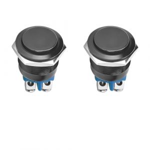 2 Pi&egrave;ces Bouton Poussoir Interrupteur Noir, 16mm Interrupteur &agrave; Bouton-poussoir BoutonsPoussoirs 220V M&eacute;tal Momentan&eacute;s Boutonde D&eacute;marrage Rond Auto R&eacute;initialisation CommutateurPoussoir (Noir) (Wangshacaokeji, neuf)