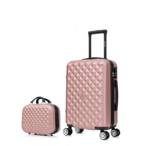 CELIMS - Valise Cabine avec Vanity Trousse de Toilette 30cm Rose Gold Approuvée par 100+ Compagnies Aériennes | Légère et Rigide | Petite Valise Cabine 55x40x20 | Bagages Cabine | Valise Cabine Rose (CELIMS, neuf)