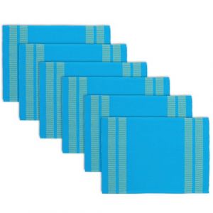 Encasa XO Lot de 6 sets de table de salle à manger | Couleur bleu turquoise | Sets de table en coton côtelé fin | Taille 46 x 32 cm | Lavable en machine (Encasa Home, neuf)
