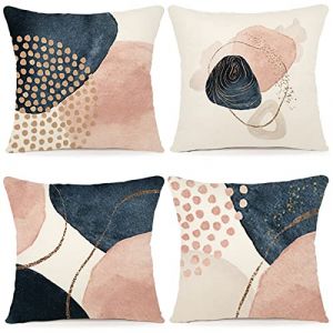 YCOLL Housse de Coussin 40 x 40 Lot de 4 Housse Coussin en Lin Coussin de Canap&eacute; Moderne Boho Coussin Canape Motif Abstrait Coussin Canape Chambre Canap&eacute; Ext&eacute;rieur Housse Oreiller 40 x 40 A091 (YACHUANG INTERNATIONAL(HK) LIMITED, neuf)