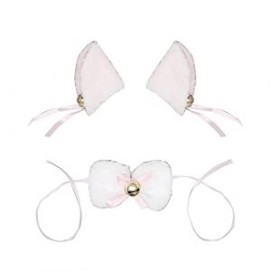 Serre-t&ecirc;te gothique pour femme et fille - Oreilles en peluche - Serre-t&ecirc;te mignon avec n&oelig;ud papillon - Bandeau mignon avec n&oelig;uds papillon - Animaux en peluche - Oreilles de chaton en peluche (SEAxie, neuf)