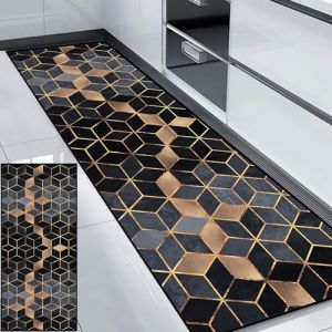 HUAXIQUE Tapis Salon Brun NoirAcile à Nettoyer ModerneLavable Antiderapant Motifs Long Tapis Moderne Géométrique pour Cuisine Salon Couloir Tapis Chambre 50x200cm Style D (GLinUK, neuf)