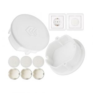 Cache-prise, 8 pièces, en blanc, protection de prise contre la poussière, les éclaboussures, pour prise SchuKo type F, couvercle pour bloc multiprise, prise multiple, enrouleur de câble, cuisine (Your Day Mate, neuf)