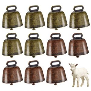 cersaty 12 Pièce Cloches de Chèvre, 35×37mm Cloche Mouton Petites Cloches de Vache Vintage pour la Maison, la Ferme Couleur Bronze Rouge, Cyan Bronze Cloche Vache (AMZSUPER ERA, neuf)