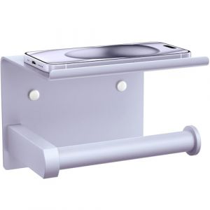 Tindbea Porte Papier Toilette Mural avec Étagère Tablette, Distributeur Mural de Rouleaux de Papier Hygiénique, Accessoires en Acier Inoxydable pour Étagère de Salle de Bains (Violet Lavande) (Flylin, neuf)