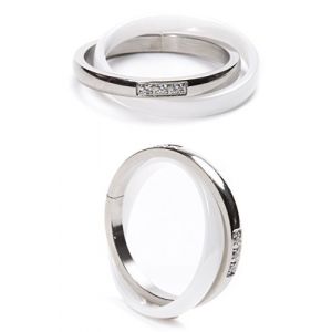 AURSTORE® Bijoux Bague Femme Céramique Acier Inoxydable serti de pierre Oxyde de Zirconium Avec Sac Cadeau(Taille de Bague Optionnel) (Blanc, 60) (AURSTORE, neuf)