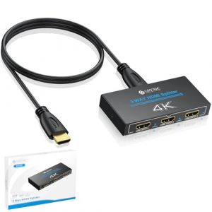 eSynic Splitter HDMI 1 Entrée 3 Sorties Répartiteur HDMI 4K@30HZ 15.5mm Coque en Métal Plug and Play Distributeur HDCP 1.4 Hdcp Bypass Support Dolby/DTS pour HDTV PC Blu-Ray PS3 PS4 PS5 Xbox DVD (GGY FR, neuf)
