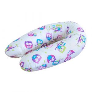 LOOLAY Coussin de Grossesse - Coussin d'allaitement 170 cm - Coussin pour Dormir sur Le côté 100% Coton - avec Housse Amovible - Coussin pour Dormir pour Femmes Enceintes (Hibou Blanc) (tumtumbaby, neuf)