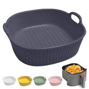 Plat à gratin rond en céramique pour friteuse à air chaud 17,5 x 16 x 5,5 cm, plat à lasagnes, plat à lasagnes, moule rond émaillé multicolore pour lasagnes, frites, soupe (gris foncé) (lovehomevp, neuf)