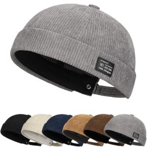 Casquette Docker Coton Bonnet Unique Street D&eacute;contract&eacute; Brimless Chapeau Docker Bonnet Bob Homme Femme Chapeau sans Bord Marin Travailleur Casquette sans Visi&egrave;re Roul&eacute; (Cozyan, neuf)