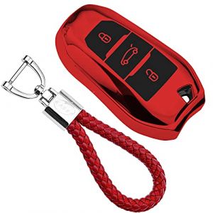 KASER Coque Clé en Silicone Compatible pour Peugeot Citroen 108 208 308 508 Citrone C1 C3 C5 Cover Housse Porte-clé TPU Protection Télécommande Keyless (Rouge) (SALTY PEAR LIMITED, neuf)