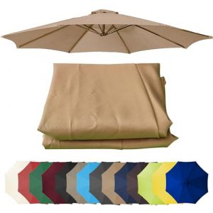 Auvent De Rechange Pour Parasol 3.0m/3.50m, 6 Baleines/8 Baleines Toile De Rechange Pour Parasol Déporté, Dessus De Parapluie De Remplacement Pour Parasol De Jardin Terrasse Plage(Khaki,350CM/8 RIBS) (Lzb ymx, neuf)