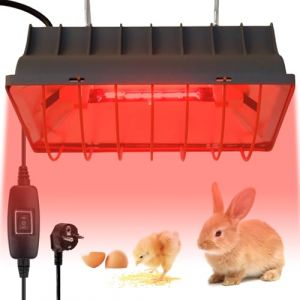 PORFOYO Lampe chauffante animaux - Lampe à lumière rouge - 250 W - Pour poules - Lampe infrarouge - Avec interrupteur économique - Pour poussins, chiots, couveuses, agneaux, canards (Yanglin-EU, neuf)