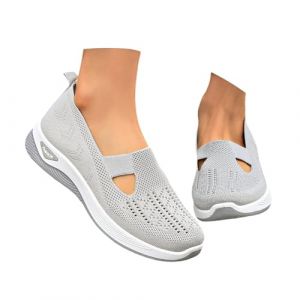 Chaussures Orthopédiques Femme Pieds Larges Ete Confortable Basket sans Lacet Femme, Gris, Sandales Basket Confort Chic sans Lacets Baskets Sneakers De Marche Basquette Mode Et Sport 44 (ChaoWenMao, neuf)