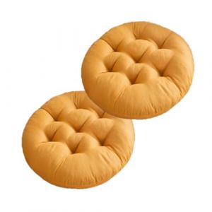 Mozzeilee Coussin de chaise rond doux pour intérieur et extérieur - 40 x 40 cm - Pour fauteuils, jardin, canapé en rotin - Pour chambre à coucher, sol, camping (jaune, 2 pièces) (CF Home, neuf)