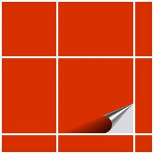 FoLIESEN - Autocollants pour carreaux 20x20 cm | Film autocollant pour carrelage de salle de bains et de cuisine | Retirable sans r&eacute;sidus | carrelage adhesif | 6 pi&egrave;ces, .:orange rouge brillant (FoLIESEN, neuf)