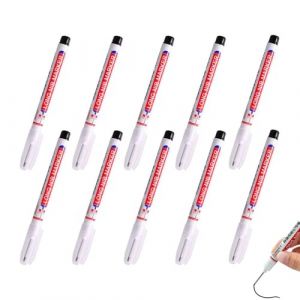 10 Pi&egrave;ces 20mm Marqueurs &agrave; T&ecirc;te Longue avec Trou Profond, Stylos &agrave; Pointe Longue R&eacute;sistants &agrave; l&rsquo;Eau, pour Marquage sur M&eacute;tal, Bois et Verre, Outils de Marquage pour Chantier et Projets DIY, Noirs (DuiHuaKuang, neuf)