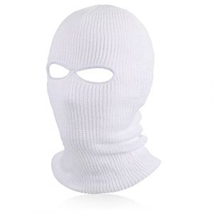 Balaclava à 2 Trous Masque de Ski Tricoté Balaclava Intégrale en Tricot Couvre-Visage à 2 Trous Cagoule Intégrale d'hiver pour Sports Ski Moto Vélo Extérieur (Blanc) (Bomelvoo FR, neuf)