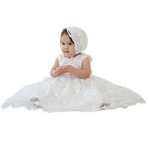 Happy Cherry Robe Baptême Bébé Fille Nouveau-Né Robe De Cérémonie Lace Long Naissance Anniversaire Robe Princesse Blanche Mariage 6-12 Mois (GAOCHENGEU, neuf)