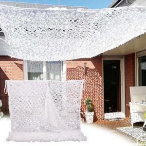 Filet Camouflage Blanc 2x5m(6.5x16.4ft),Protection Solaire, Brise-Vue, Filet de Camouflage léger roulé, pour Jardin, Le Balcon, Le Camping, La Photographie, fête, Bar, décoration de Chasse (Ronglibai, neuf)