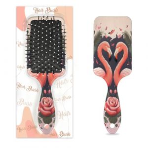 Peigne de massage antistatique à coussin d'air pour la Saint-Valentin, rose flamant rose, doux amour, brosse de massage carrée pour femmes et filles (OSAM SPACE, neuf)
