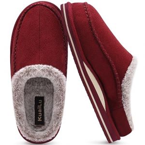 KuaiLu Pantoufles pour support de l'arche hommes Confortable Fausse Fourrure fait Sabot facile &agrave; mettre Maison Chaussures Rouge Taille 48 (KUAILU-XYL, neuf)