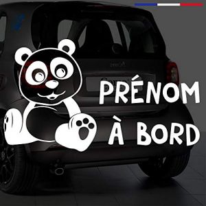 Sticker Bébé à bord prénom personnalisé pour voiture Panda 20 cm Blanc - Anakiss (Anakiss, neuf)