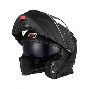 ORIGINE Bluetooth Casque Moto Modulable ECE Homologué Casque De Moto Intégré avec Double Visiè (Solid Matt Black,S) (H&H Sports Protection srl, neuf)