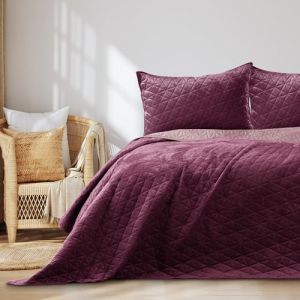 AmeliaHome Laila Velvet Couvre-lit Polyester Violet 200 x 220 cm (shop_decoking, neuf)