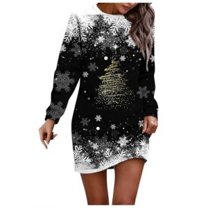 Robe Noel Femme Robe Pull De Noel Femme Robe Grande Taille Femme SoiréE Pull De Noel Robe Pull De NoëL Femme Jupe Taille Haute Femme Robe D Hiver pour Femme Costume Mere Noel Chic Mode (GUnakd, neuf)