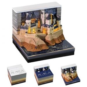 AVCXEC Calendrier 3D &agrave; d&eacute;chirer 2026, calendrier de bureau avec lumi&egrave;res, calendrier de table 3D, bloc-notes 3D, calendrier de bureau cr&eacute;atif, papier art (ch&acirc;teau avec LED) (DongGuanShi FeiDa DianZi ShangWuYouXianGongSi, neuf)