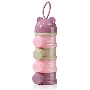 Lapono Doseur Bébé 4 Compartiments Distributeur de Bébé Poudre de Lait de Formule Boîte Doseuse Distributeur Boîte de Lait Portative de Poudre de Lait de Formule Infantile Peut être Empilée (rose) (LAPENO, neuf)