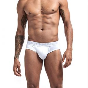 JOCKMAIL Slip Homme sous-Vêtement Triangle Confort Taille Basse Coton sous-Vêtement Masculin Sexy (FR/ES, Alpha/Lettres, L, Taille Normale, Taille Normale, Blanc) (Brand-Jockmail, neuf)