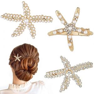 3pcs Barettes Cheveux Etoile de mer, Élégant Pince à Cheveux Etoile de mer, Pince à Cheveux Perle, Pinces à Cheveux Étoile de Mer, Bijoux Cheveux Etoile de Mer pour Femmes, Filles (3 Styles) (Jenniy, neuf)