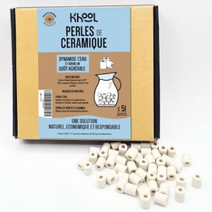 KHOOL | 50+1 Perles de céramique EM naturelles | Filtre eau robinet & carafe filtrante | Améliore le goût de l’eau | Anti calcaire | Pour lave-linge, lave-vaisselle | 10 mm (FILEANE, neuf)
