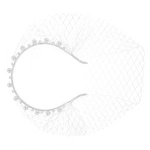 DEARMAMY Bandeau Voile Blanc Pour Femme Coiffe Avec Voile Maille Voile De Mariage Perles Coiffe De Mariage Pour Mariée Chapeau De Mariage Voile De Mariée Voile De Cage à Oiseaux (Liiane, neuf)