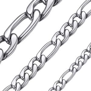 Chaine Homme Acier Enfant Garçon 76 cm Maille Figaro Collier Fine Chaines Femme 3 mm pour Pendentif Inoxydable Gourmette Fille Bijoux Cadeau Fête des Pères Papa Noël (ChainsHouse Jewellery, neuf)