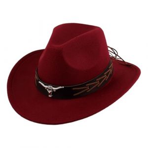 QIUhhpuy Chapeaux Cowboy Style Western pour Hommes,Chapeaux Fedora à Large Bord pour Femme,Costume De Cowgirl,Chapeau Western, De Soleil Chapeau D'éQuitation (QIUhhpuy, neuf)