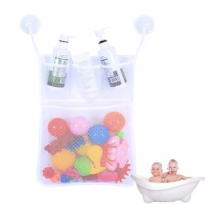 Filet Rangement Jouet Bain, Organisateur de jouets de bain pour bébé, Filet de Rangement Salle de Bain Jouet de Stockage Sac à Jouet du Bain Avec 2 Crochets Robustes Auto-Adhésifs (UAB WSVLKE LT, neuf)