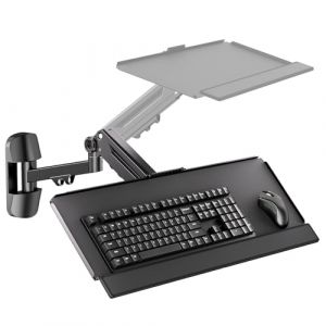 Putilsen Mount Support mural pour clavier &ndash; Support 2 en 1 pour clavier et souris et bras de montage pour &eacute;cran, plate-forme de frappe r&eacute;glable en hauteur pouvant supporter jusqu'&agrave; 12 kg, noir (FYD Technology, neuf)