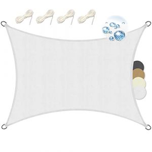 Sol Royal Voile d'Ombrage Rectangulaire 3x4m Imperméable PES SolVision PS9 – Toile Protection Solaire et UV pour Pergola avec Fixation – Brise Vue Blanc pour Patio, Terrasse, Balcon & Jardin (Brandvin, neuf)