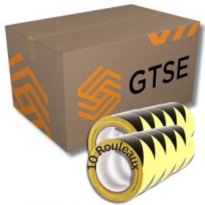 GTSE - Ruban adhésif de signalisation - 10 Rouleaux- 50 mm x 33 m par rouleau - pour le marquage au sol/sécurité - rayures jaune/noir - Signal Ruban Adhésif de sécurité (Gocableties Ltd, neuf)