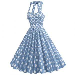 Robe Vintage Ann&eacute;es 50 Femme Retro Rockabilly Pin Up &Eacute;l&eacute;gante Robes sans Manche Dos Nu D&eacute;collet&eacute; en C&oelig;ur Polka Dot Trap&egrave;ze Mariage Cocktail Soir&eacute;e F&ecirc;te C&eacute;r&eacute;monie D&eacute;contract&eacute;e au Genou Midi (PINTUTU SEXY, neuf)